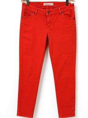 Judy Blue High Rise Skinny Jeans Womens 9 Orange Coral Stretch Denim 31 Waist